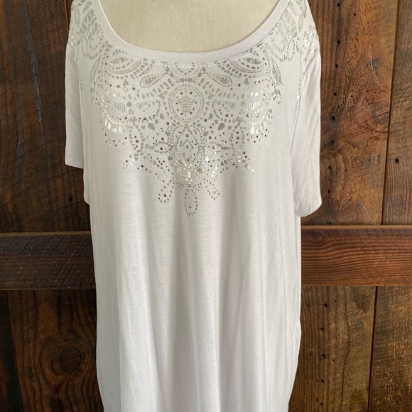 Zenergy by chicos size XXX L soft embellished tee a little spandex new no tags - Picture 2 of 5
